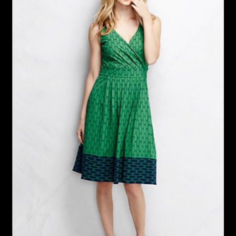 Lands End Sleeveless Midi Fit and Flare Dress